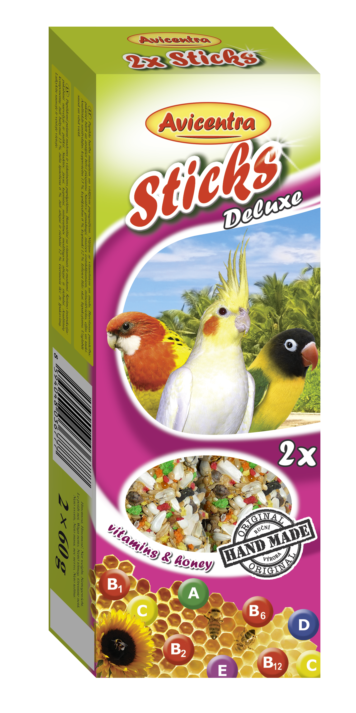 Avicentra - Tyčinka Malý a Stredný Papagáj vitamíny + med 1ks
